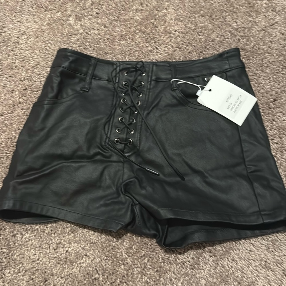 Black Pleather Shorts